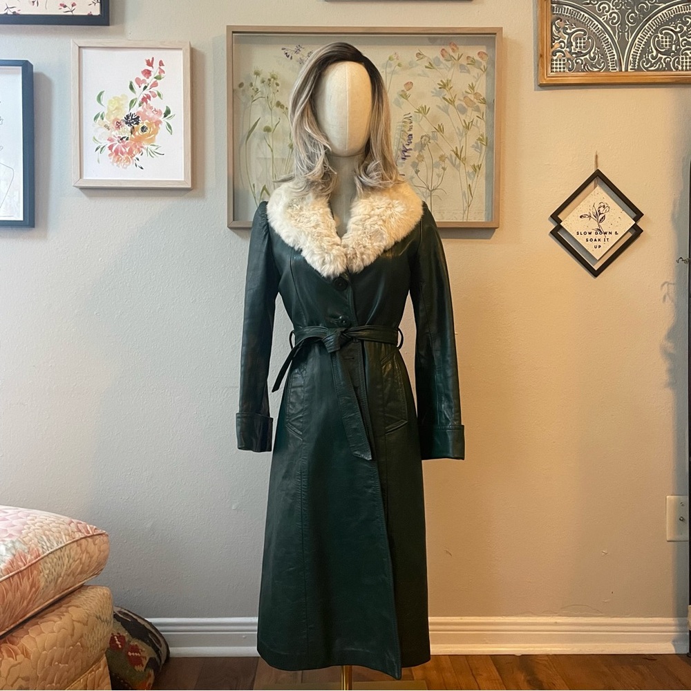 Vintage Leather Green Trench